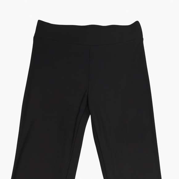 GUESS Women’s Black Ribbed Flare Pants Size S – Stretch High Waist Trousers - Picture 2 of 4